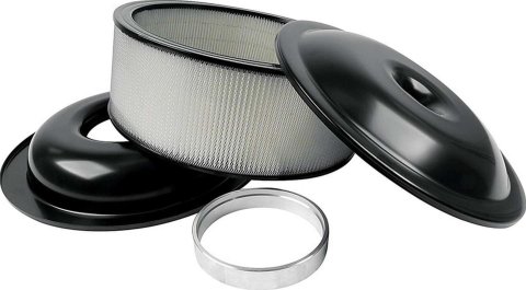 Allstar Performance Aluminum Air Cleaners ALL25917 Cleaner, 14 in. Diameter, Round, Aluminum, Black, 1.5 in. Dropped Base, 1 in. Spacer, 5 in. Filter Height, Each
