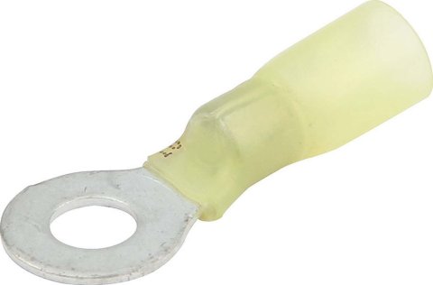 Allstar Performance Terminal Connectors ALL76084 Electrical Wiring Connectors, Tin Plated Copper, 1/4 in. Stud Ring with Shrink Sleeve, Male, 10-12 Gauge, Set of 10