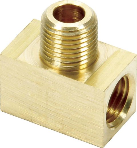 Allstar Performance Brake Fittings ALL50135 Tee, Brass, Fits 3/16 in. Line. Thread, Female Inverted Flare, 1/8 NPT Gauge Port, Each