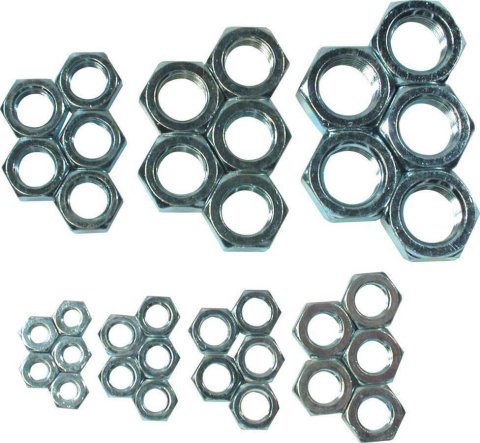 Allstar Performance Steel Jam Nut Assortments ALL18290 Assortment, Steel, Zinc Plated, Right Hand Thread, Set of 35