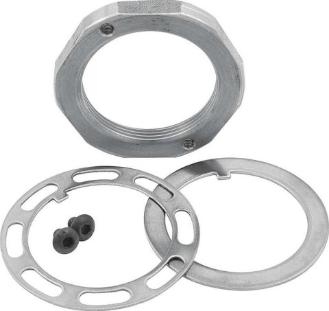 Allstar Performance Spindle Nut Kits ALL44130 Kit, Steel, Nut, Lock Ring, Retainer, Two Locking Screws, Kit