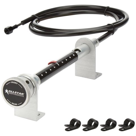 Allstar Performance Brake Bias Adjusters with Reference Pointer ALL42074 Adjuster Knob, Remote, Cable Activated, 3/8 in.-24 RH, Kit