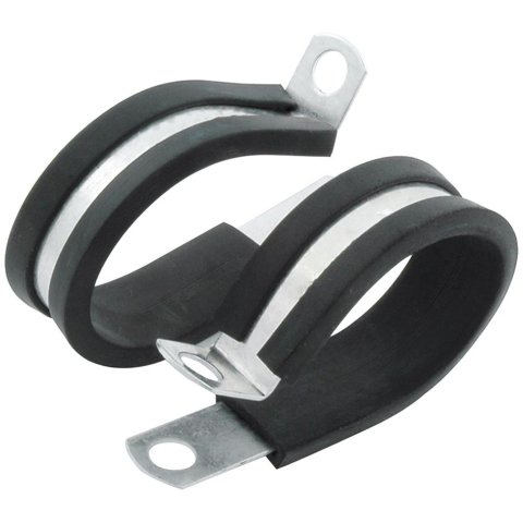 Allstar Performance Aluminum Line Clamps ALL18307-50 Hose Mounting Clamps, Cushioned, Aluminum, Natural, One 1 in. Diameter Hole, Set of 50