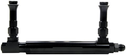 Allstar Performance Fuel Logs ALL26150 Carburetor Feed Lines, Logs, Aluminum, Black Anodized, One -8 AN Inlet, Two 7/8-20 in. Outlets, Male Threads, Holley, 4150/4150 HP, 4500/4500 HP, Each