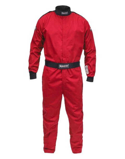 Allstar Performance Single-Layer Driving Suits ALL931075 Suit, One-Piece, Single Layer, Pyrovatex, Men's X-Large, SFI 3.2A/1, Red, Each