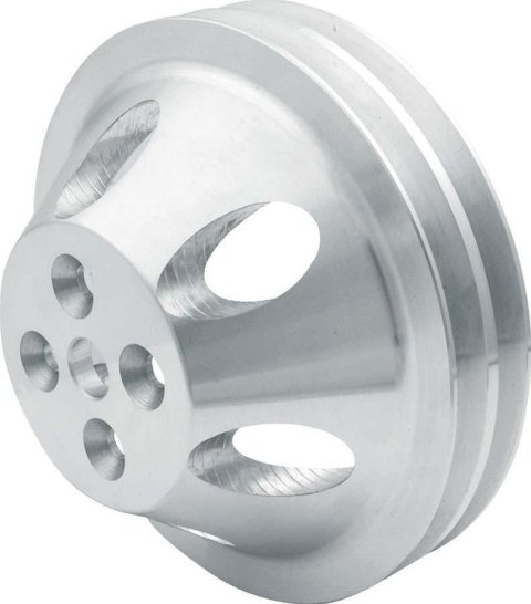 Allstar Performance Small Block Chevy 1:1 Water Pump Pulleys ALL31085 Pulley, V-Belt, 2-Groove, 6.625 in., Aluminum, Natural, Chevy, Block, Short Pump, Each