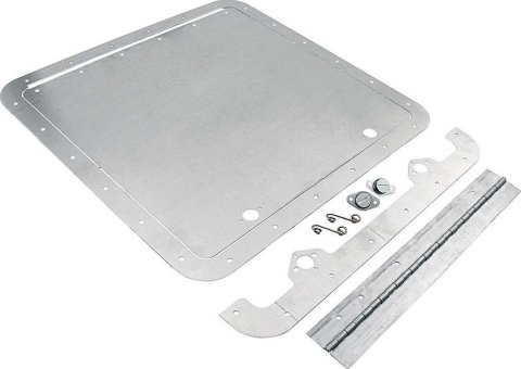 Allstar Performance Access Panels ALL18534 Body Panel, Access, Deck Lid Position, Aluminum, Natural, 14 in. x 14 in., Hinge, Fastener, Kit