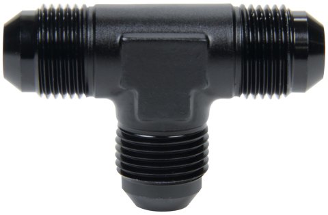 Allstar Performance AN Flare Tee Fittings ALL49646 Fitting, Tee, Aluminum, Black Anodized, -16 AN, Male Threads, Each