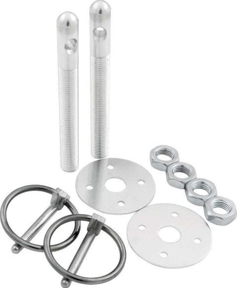 Allstar Performance Hood Pin Kits ALL18480 Pins, Torsion Pin-Style, 3.500 in. Long, 3/8 in. Diameter, Aluminum, Silver Anodized, Kit