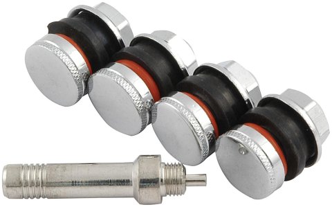 Allstar Performance Flush Mount Valve Stems ALL44137 Stems, Mount, Bolt-on, Steel, Chrome Plated, 1/2 in. Hole, Set of 4