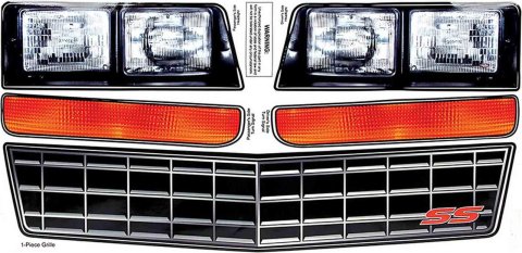 Allstar Performance Custom Graphics Decal Kits ALL23014 Bumper Cover Decals, Circle Track, Vinyl, Headlights, Turn Signals, Grille, Front, Kit