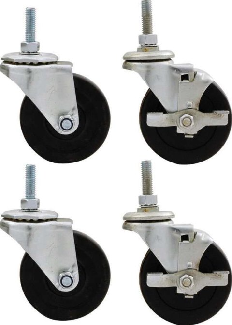 Allstar Performance Standard Cradle Wheel Kits ALL10163 Engine Wheels, Rubber, 3 in. Diameter, Set of 4