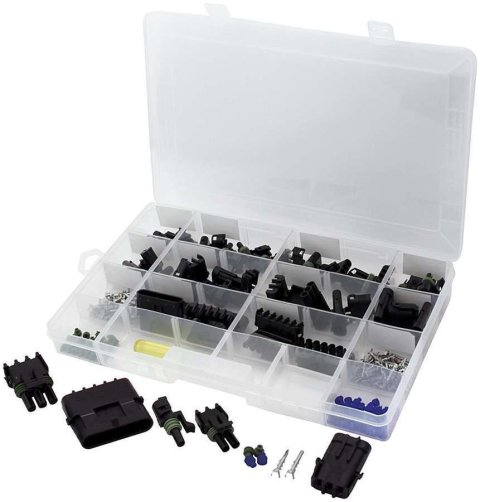 Allstar Performance Weatherpack Connector Kits ALL76262 Wiring Connectors, Weatherpack, Master Kit, 100 Pins, Plastic, Black, Pin Removal Tool, Kit