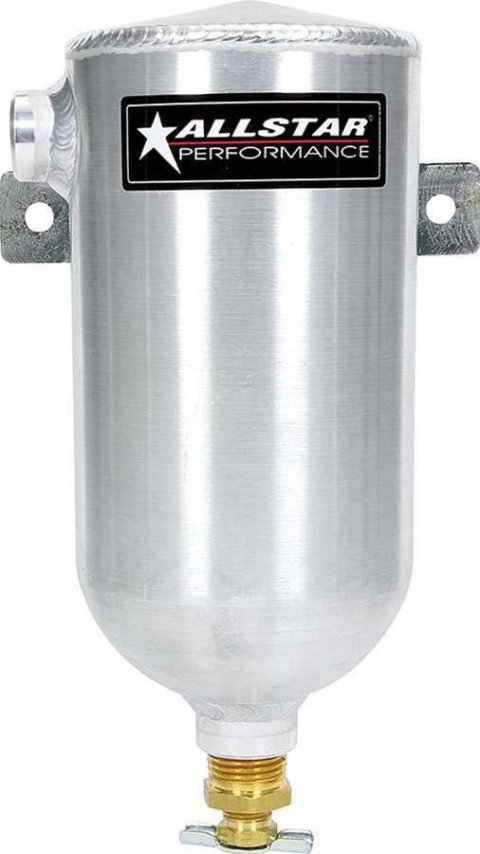 Allstar Performance Overflow Tanks ALL36112 Tank, 1 qt., Round, Aluminum, Natural, 3/8 in. NPT Inlets/1/2 in. NPT Outlet, Universal, Each