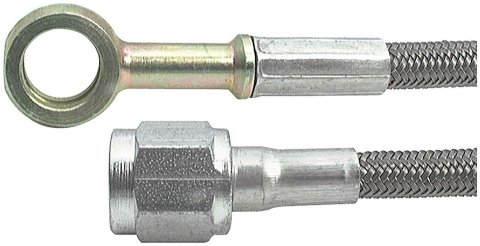 Allstar Performance Braided Steel Lines ALL46340-44 Brake Hoses, Individual, Brake Lines, Assembled, -3 AN Size, Stainless Outer, 44 in. Length, Each