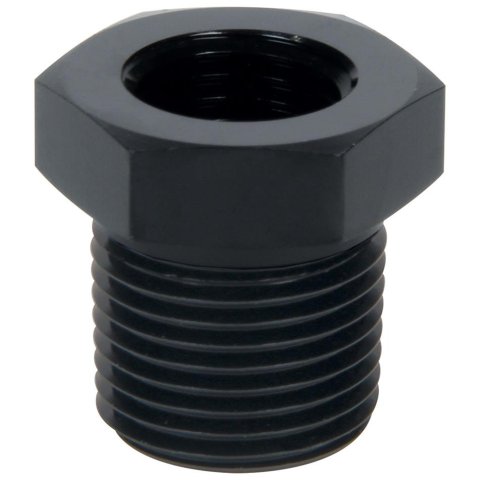 Allstar Performance NPT Reducer Fittings ALL49774 Fitting, Reducer, Aluminum, Black Anodized, Straight, 1/2 in. NPT, Male Threads, 1/4 in. NPT, Female Threads, Each