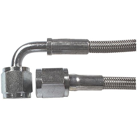 Allstar Performance Braided Steel Lines ALL46312-60 Brake Lines, Stainless Steel, -4 AN, Straight, 90 Degree, Female Threads, 60.00 in. Length, Each