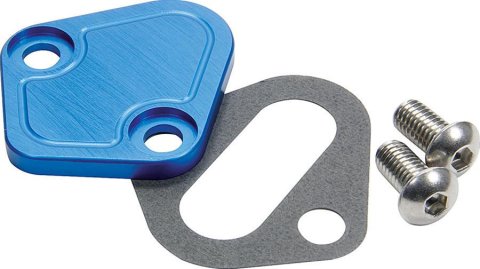 Allstar Performance Billet Aluminum Fuel Pump Block-Off Plates ALL40303 Plate, Aluminum, Blue, Chevy, Ford Except 351C/M/400, Mopar, Each