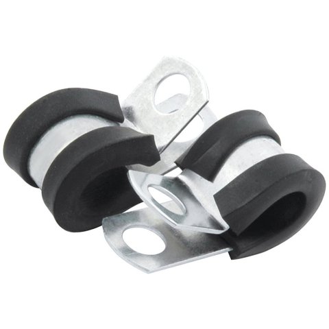Allstar Performance Aluminum Line Clamps ALL18300-50 Hose Mounting Clamps, Cushioned, Aluminum, Natural, One 3/16 in. Diameter Hole, Set of 50
