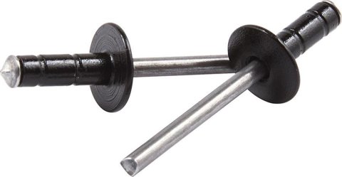 Allstar Performance Multi-Grip Rivets ALL18071 Rivets, Blind Rivets, Multi-Grip, 3/16 in. Rivet, 1/2 in. Head, Aluminum, Black, Set of 250