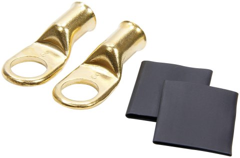 Allstar Performance Ring Terminals ALL76128 Battery Cable Teminal, Eyelet, 1/2 in., Brass, 2-Gauge, Pair