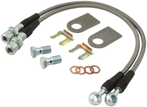 Allstar Performance Brake Line Hose Kits ALL42033 Hoses, Braided Stainless Steel, 16 in. Length, GM SAE Lines, Kit