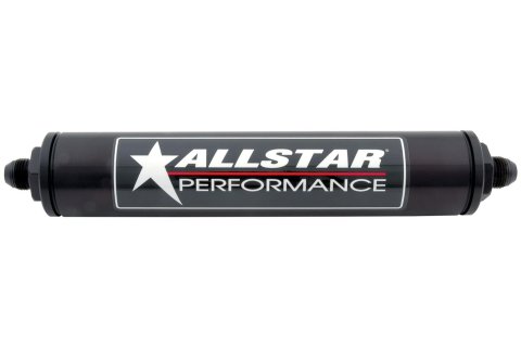 Allstar Performance Inline Aluminum 63 Microns Fuel Filter with -6 AN Inlet Size ALL40239 Filter, Aluminum, Black Anodized, Stainless Mesh Element, Male Inlet/Outlet, 2 in. Diameter, 12 in. Length, Each
