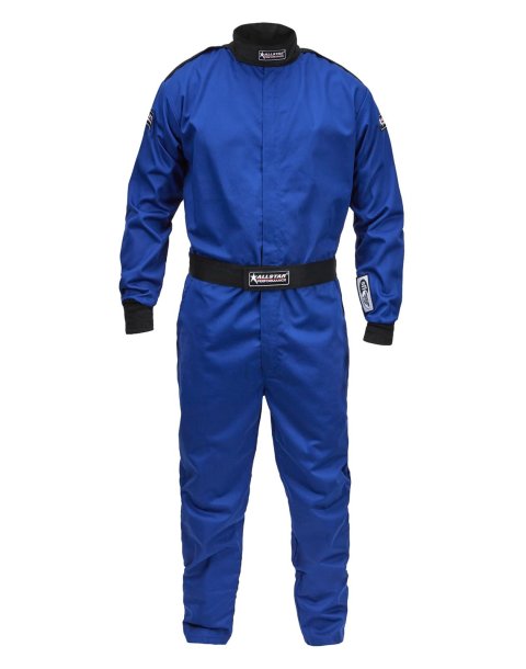 Allstar Performance Single-Layer Driving Suits ALL931027 Suit, One-Piece, Single Layer, Pyrovatex, Men's 3X-Large, SFI 3.2A/1, Blue, Each