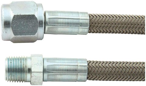 Allstar Performance Braided Steel Lines ALL46420-24 Brake Lines, Stainless Steel, -4 AN, Straight, 1/8 in. NPT, Male Threads, 24.00 in. Length, Each