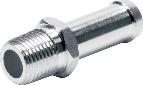 Allstar Performance Radiator Overflow Fittings ALL99312 Fitting, Adapter, NPT to Hose Barb, Straight, Aluminum, Natural, 1/8 in. NPT, 5/16 in. Hose Barb, Each