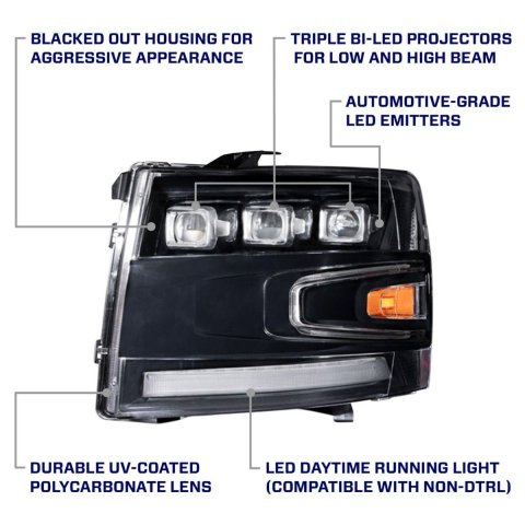 Diode Dynamics Headlight Assemblies FL0005 2007-2013 Chevrolet Silverado LED Projector Headlights (pair)