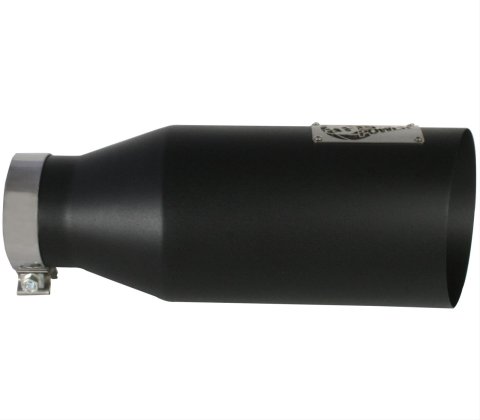 aFe Mach Force XP Round, Black 4 Inch Exhaust Tip 49T40701-B18 Tip, XP, Clamp-on, Stainless, Powdercoated, 4.00 in. Inlet Diameter, 7.00 in. Outlet, 18.00 in. Length, Each