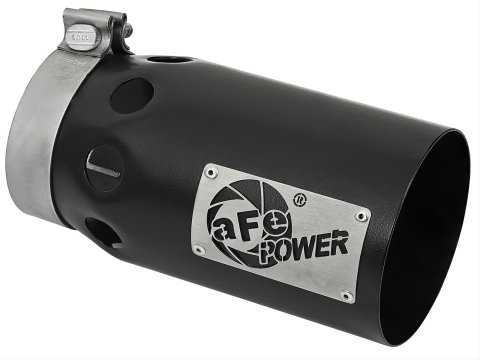 aFe Rebel XD Round, Black 4 Inch Exhaust Tip 49T40501-B10 Tip, XD, Clamp-on, Stainless, Powdercoated, 4.00 in. Inlet Diameter, 5.00 in. Outlet, 10.00 in. Length, Each