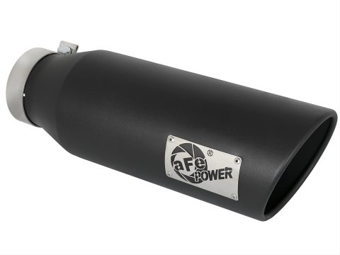 aFe Mach Force XP Round, Black 4 Inch Exhaust Tip 49T40601-B18 Tip, XP, Clamp-on, Stainless, Powdercoated, 4.00 in. Inlet Diameter, 6.00 in. Outlet, 18.00 in. Length, Each