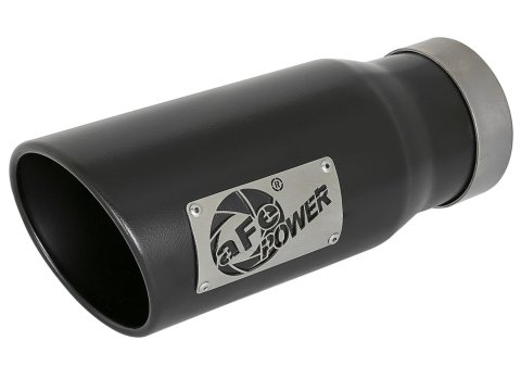 aFe Mach Force XP Round, Black 4 Inch Exhaust Tip 49T40502-B12 Tip, XP, Clamp-on, Stainless, Textured Powdercoated, 4.00 in. Inlet Diameter, 5.00 in. Outlet, 12.00 in. Length, Each
