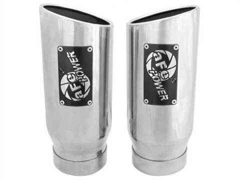 aFe Mach Force XP Round, Polished 4 Inch Exhaust Tip 49T40506-P12 Tip, XP, Clamp-on, Stainless, Polished, 4.00 in. Inlet Diameter, 5.00 in. Outlet, 12.00 in. Length, Pair