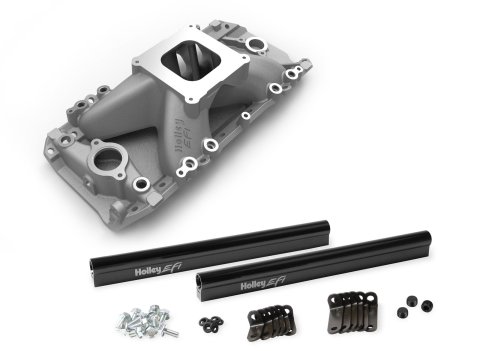 Holley EFI Intake Manifolds 300-561 Manifolds, Fuel Injected, EFI, Throttle Body Injection Style, Aluminum, Natural, Square Bore 4150 Style Mounting Flange, Chevy, Big Block, Each