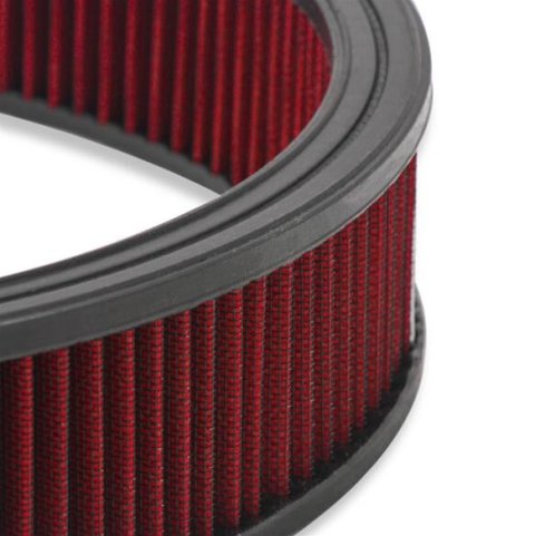 Holley Air Cleaner Assemblies 120-4130 Cleaners, 16 in. Round, 5.125 in. Horn, Dropped Base, Steel, Chrome, Gauze Filter, Washable, Red, 3 in. Tall, fits Model 4150, 4160, Each