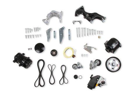Holley LS Engine Swap Accessory Drive Systems 20-162BK Pulley Kits, Swap, Serpentine, Alternator, Power Steering, A/C, GM Type 2, Kit