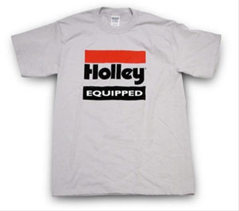 Holley Equipped Logo T-Shirts 10022-XXXLHOL T-Shirts, Logo, Short Sleeve, Cotton, Crew Neck, Gray, Men's, 3X-Large, Each