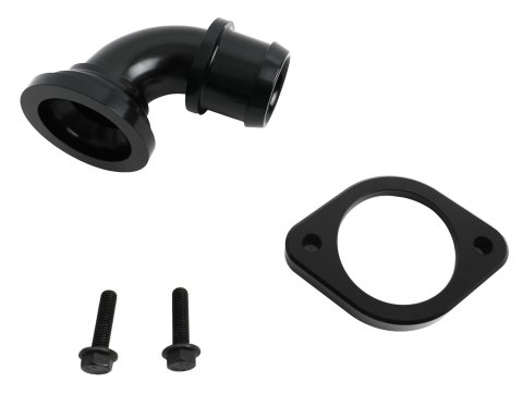 Holley Thermostat Housing Assemblies 97-341 Water Necks and Housings, Gen III Hemi, Thermostat/Housing, 90 Degree, Swivel, Aluminum, Black, with Bolts, Chrysler, Dodge, 5.7-6.4L, Each