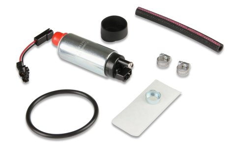 Holley Electric In-Tank Fuel Pumps 12-914 Pumps, Electric, In-Tank, 255 lph, 110 psi, 12V, Stock Inlet, Steel Housing, Silver, Buick, Chevy, Pontiac, 2.8-5.7L, Kit