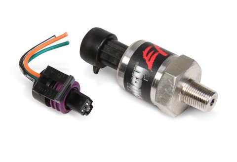 Holley Replacement Pressure Transducers 554-103 Fuel Injector System Components, Transducer, Replacement, 0-200 psi, 0.5-4.5 V Output, 1/8 in. NPT Inlet, 0.875 in. Diameter, Stainless, Each