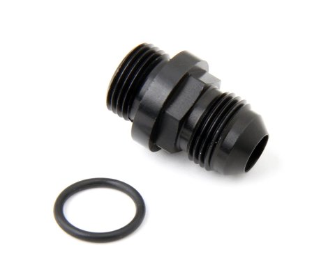 Holley Fuel Bowl Fittings 26-143-1 Fitting, Straight, Male -8 AN to Straight Cut Male -8 AN O-Ring, Aluminum, Black Anodized, Each