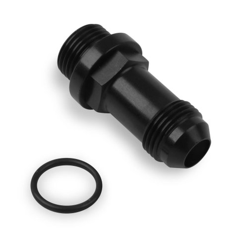 Holley Fuel Fittings 26-164-1 Carburetor Inlet Fitting, Aluminum, Black Anodized, -6 AN Male Threads, -6 AN O-ring Male Threads, Each