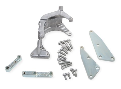Holley LS Engine Air Conditioner Brackets 20-159 Brackets, LS, Sanden SD7, Aluminum, Natural, Lower Passenger Side A/C Bracket, Chevy, Small Block LS, Each