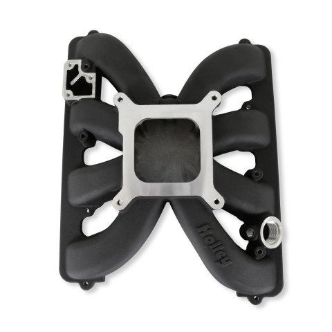 Holley Single Plane Carbureted Intake Manifolds 300-931BK Manifolds, Plane, Carbureted, Square Bore Flange, Cast Aluminum, Black Finish, Chrysler, Dodge, Jeep, Ram, 5.7-6.4L, Gen III, Hemi, Each