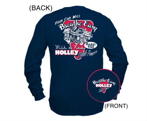 Holley Double Pumper Long Sleeve T-Shirts 10015-LGHOL T-Shirts, Pumper, Sleeve, Blue, Cotton, Crew Neck, Men's, Large, Each
