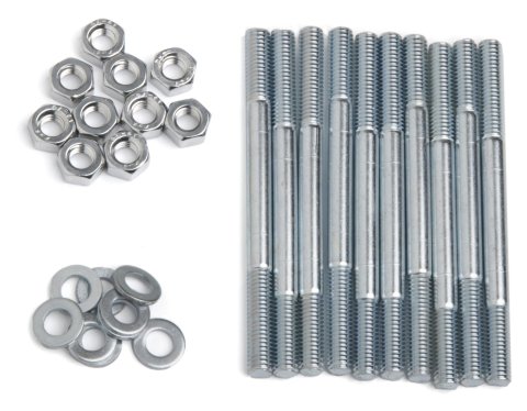 Holley Intake Manifold Studs 300-225 Studs, Hi-Ram, Steel, Natural, Standard 6-point Nuts, Chevy, Small Block LS, Kit