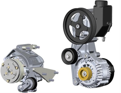 Holley LS Engine Swap Accessory Drive Systems 20-162 Pulley Kits, Swap, Serpentine, Alternator, Power Steering, A/C, GM Type 2, 105 Amp Alternator, Kit